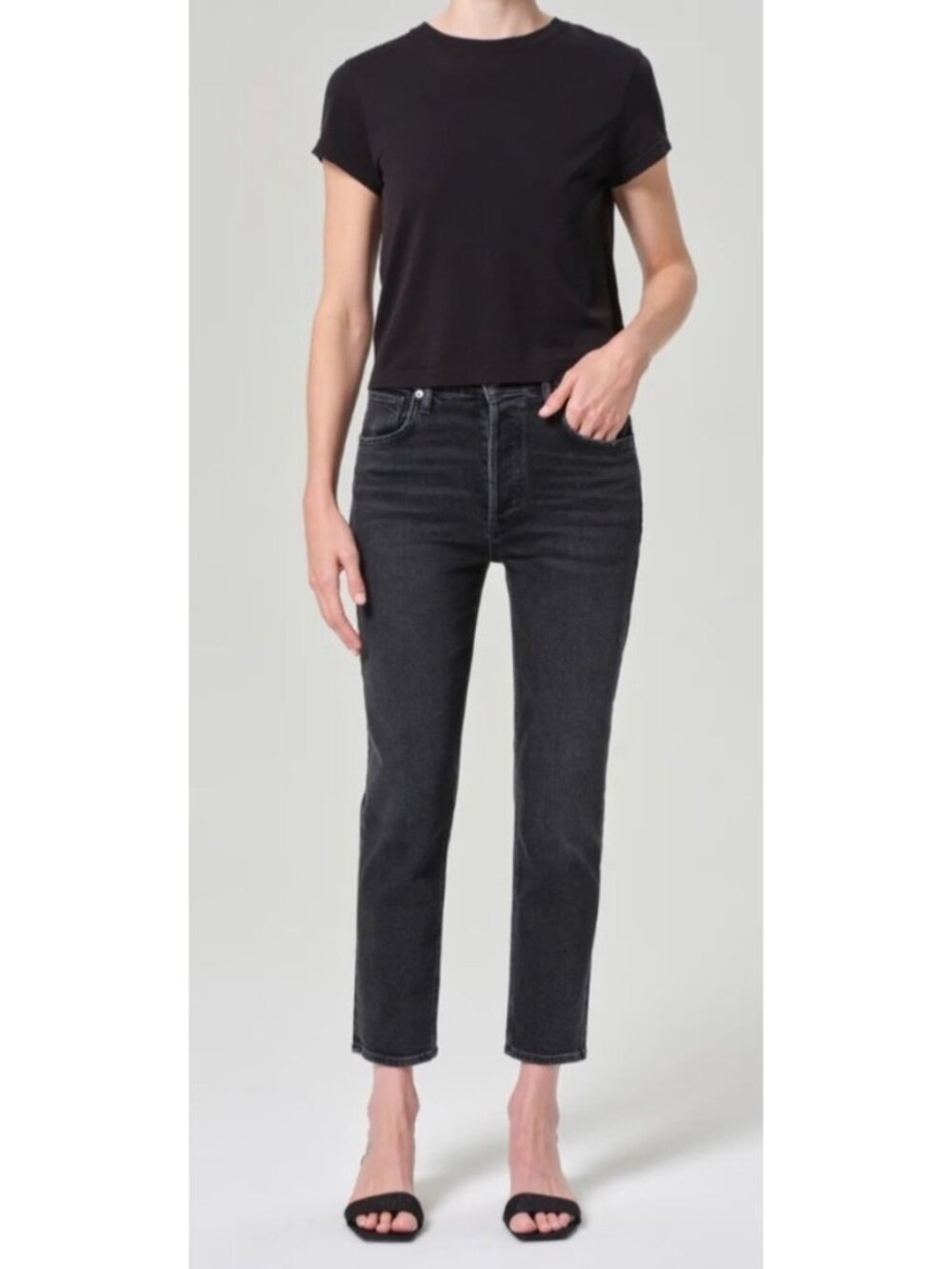 Agolde Riley High Rise Straight Crop Stretch Jeans in Panoramic 28